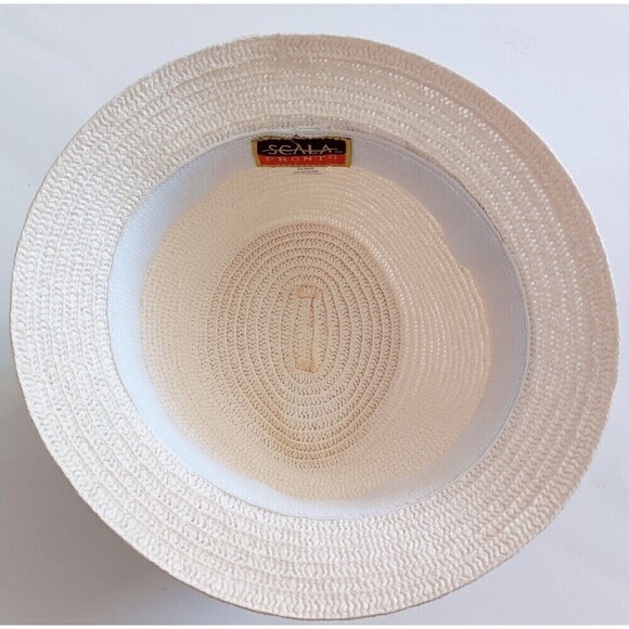 Scala Pronto Straw Fedora Hat With Ribbon Bow Band 100% Paper Polyester Beige - Picture 6 of 7